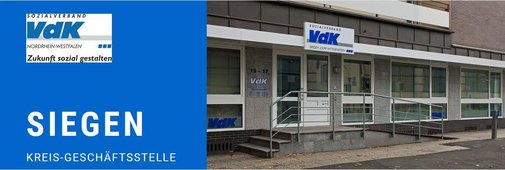 Außenansicht der Kreisgeschäftsstelle in Siegen mit VdK-Logo