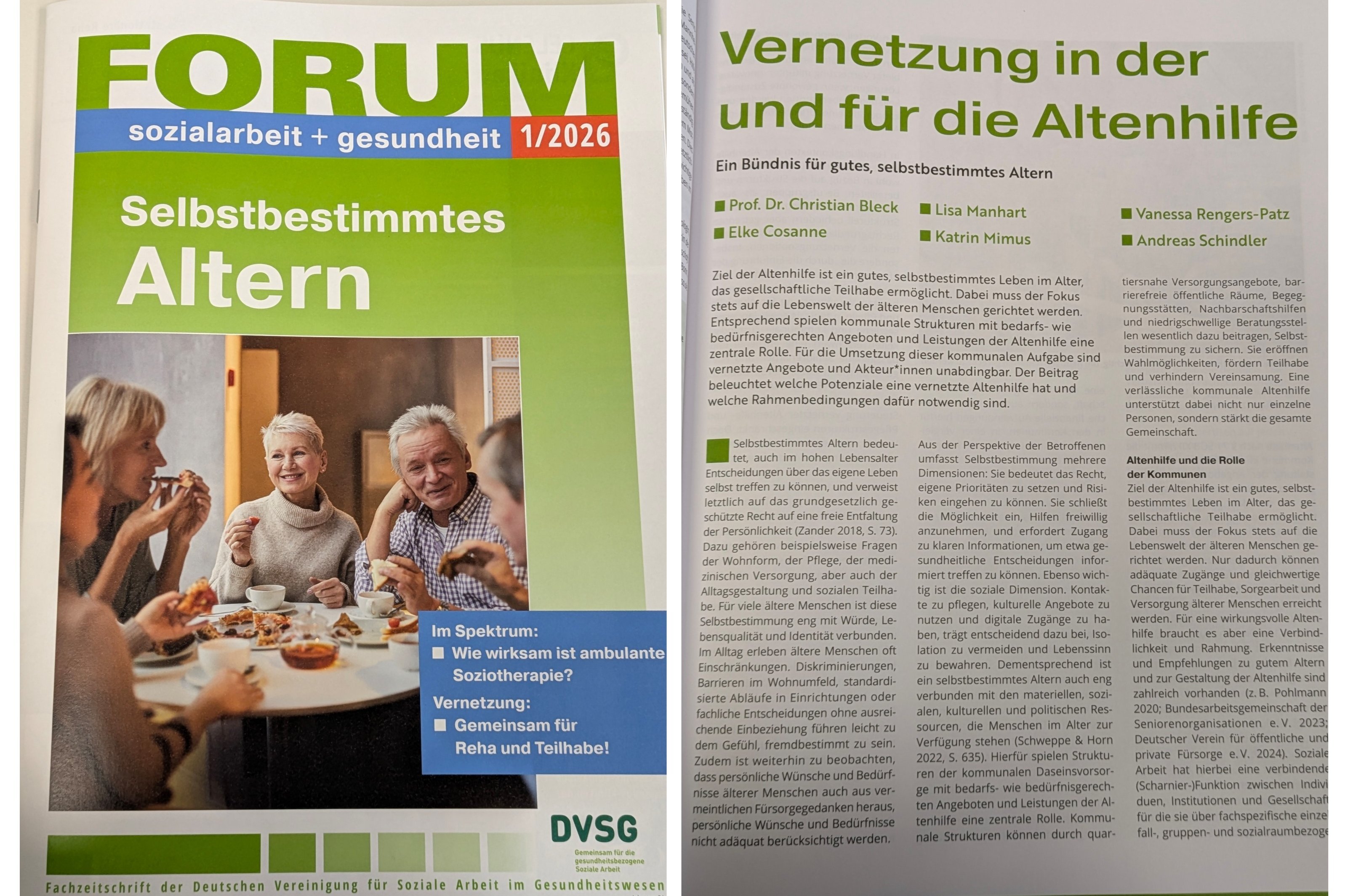 Cover der Fachzeitung mit abfotografierter erster Artikel-Seite.