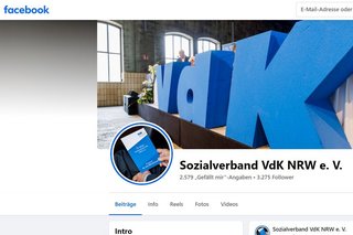 Screenshot der Facebook-Seite des VdK NRW