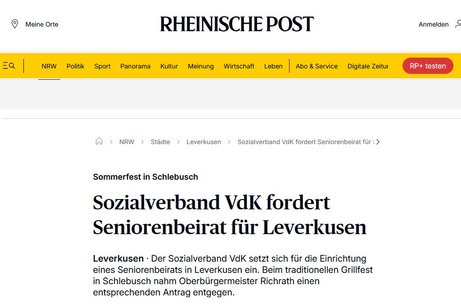 Headline Sozialverband VdK fordert Seniorenbeirat für Leverkusen