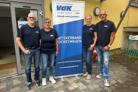 Neues Vorstandsbild des Ortsverbandes H&uuml;ckeswagen.von links: Hans-Peter M&uuml;ller (Schriftf&uuml;hrer), Renate M&uuml;ller(Kassiererin), Katja Fiedler (Vorsitzende) und Frank Fiedler (kommissarischer Beisitzer).