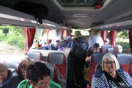 Im Bus auf der Fahrt in die Eifel