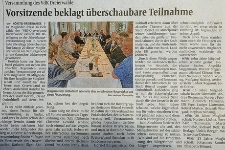 MVZ berichtet über JHV 2026 Zeitungsartikel und Bild