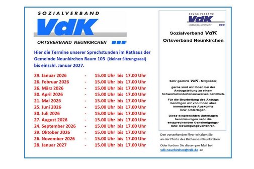 Unsere Sprechstunden 2026 Unsere Sprechstunden 2026