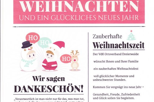 Textbausteine mit weihnachtlichen W&uuml;nschen und Danksagung