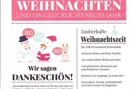 Textbausteine mit weihnachtlichen W&uuml;nschen und Danksagung