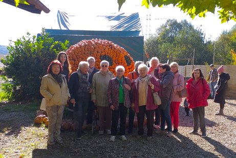Die Frauengruppe vom VdK Gevelsberg besuchte den Krewelshof von Bauer Theo Bieger in Lohmar und sah sich dort die größte Kürbisausstellung von NRW an.
