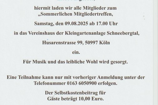 Sommerlichen Mitgliedertreffen