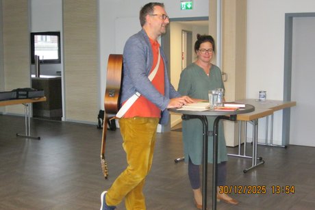 Pfarrerehepaa Reininghaus/Cremers bei ihrer Darbietung