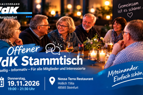 Offener Stammtisch des VdK-Ortsverbands Burgsteinfurt am Do., 19.11.26