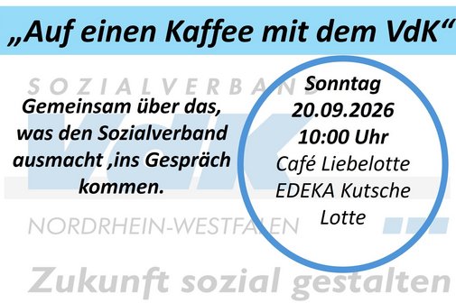 Auf einen Kaffee Flyer für die Einladung auf einen Kaffee mit dem VdK