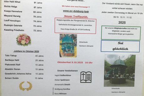 Flyer mit Geburtstage und Jubilare Oktober 2025