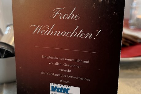 Eine Weihnachtskarte des Ortsverbandes für die Teilnehmenden
