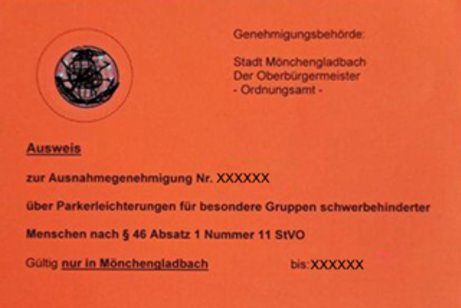 (orangen) Parkausweis