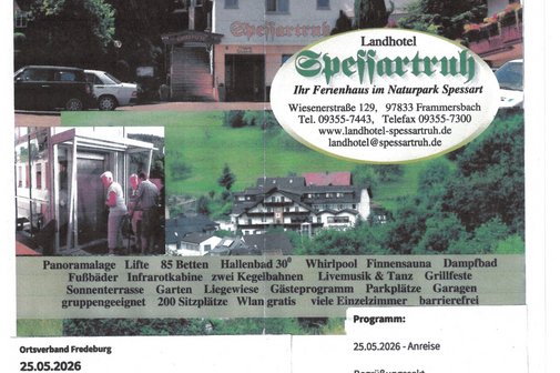 Landhotel Spessartruh Mehrtagesfahrt 2026 in das Landhotel Spessartruh
