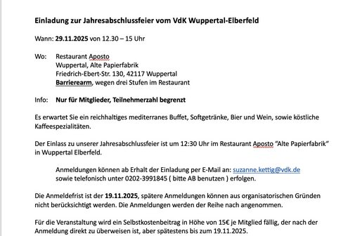 Einladung Jahresabschlussfeier 2025