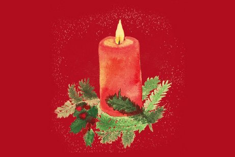 Kerze mit Tannenzweig