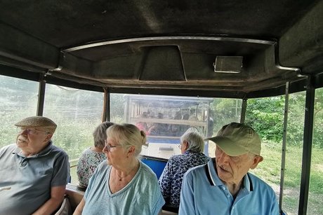 Fahrt mit der Bimmelbahn durch das Straußengehege