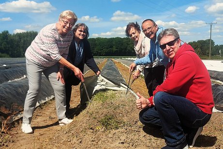 OV-Vorstand beim Spargelstechen
