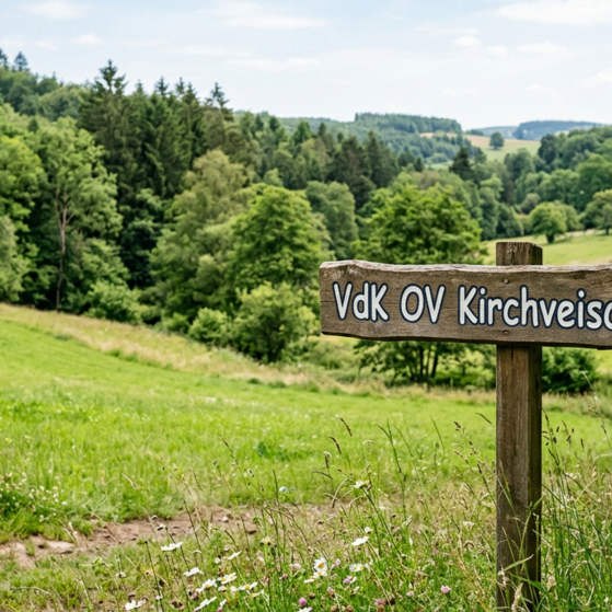 Landschaft mit Schild