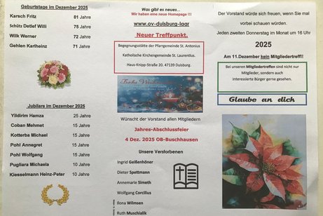 Flyer mit Geburtstage und Jubilare November 2025