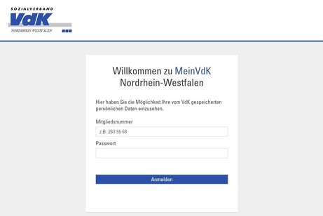 Mein-VdK Anmeldemaske