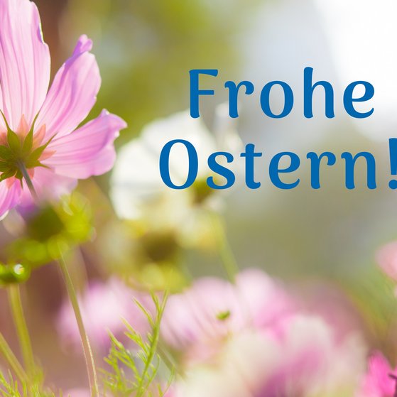 Blumenmotiv mit der Aufschrift Frohe Ostern