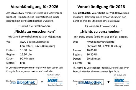 Vorank&uuml;ndigungflyer