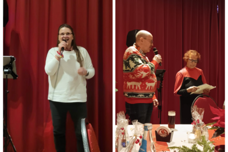 Auf dem Bild ist die K&uuml;nstlerin am Mikrofon zu sehen.