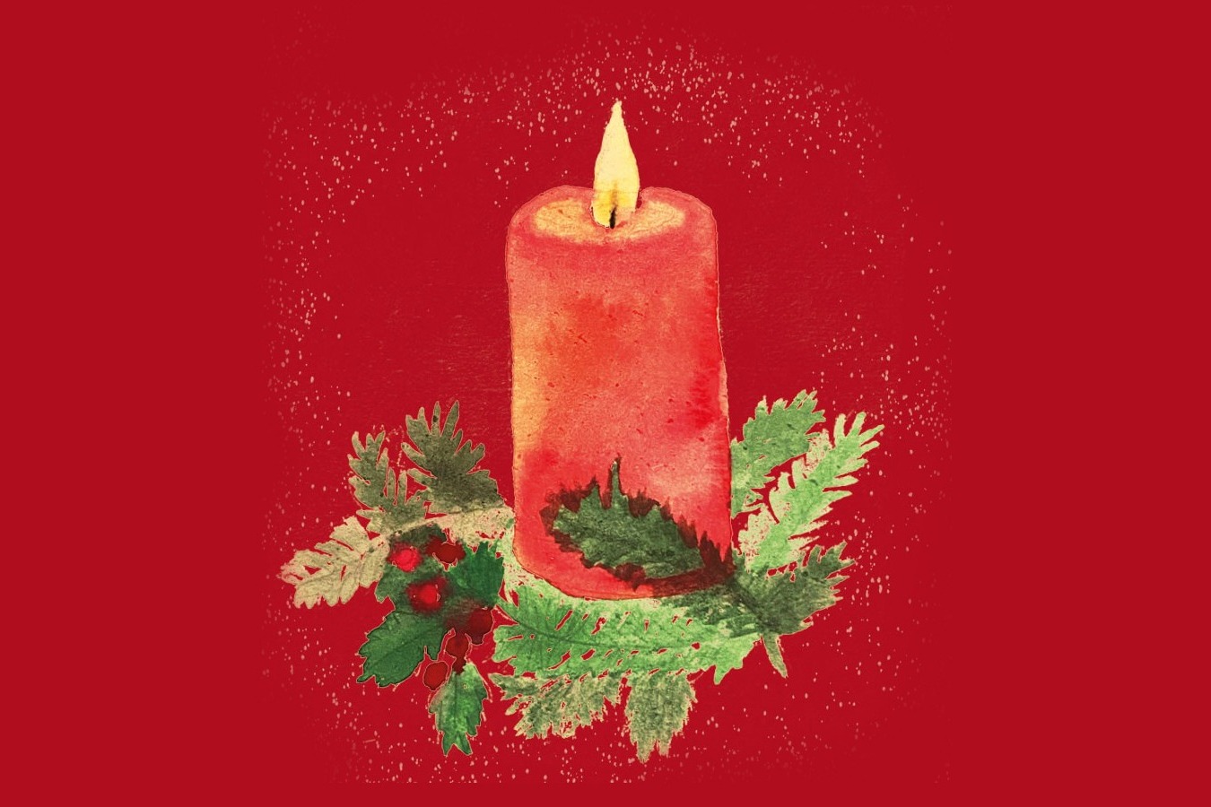 Kerze mit Tannenzweig