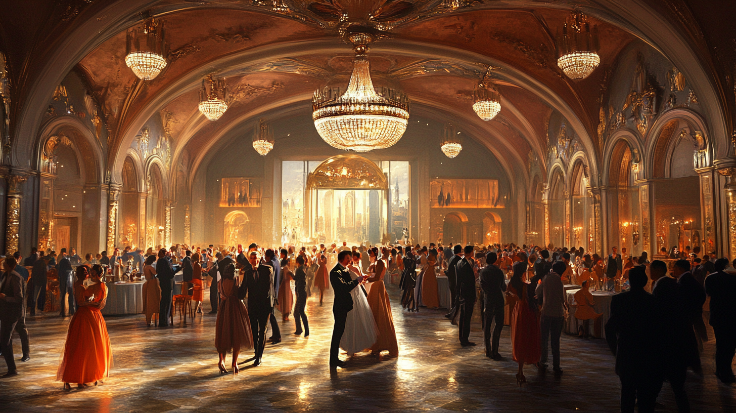 Feiernde Menschen in schönen Saal Feiernde Menschen in schönen Saal