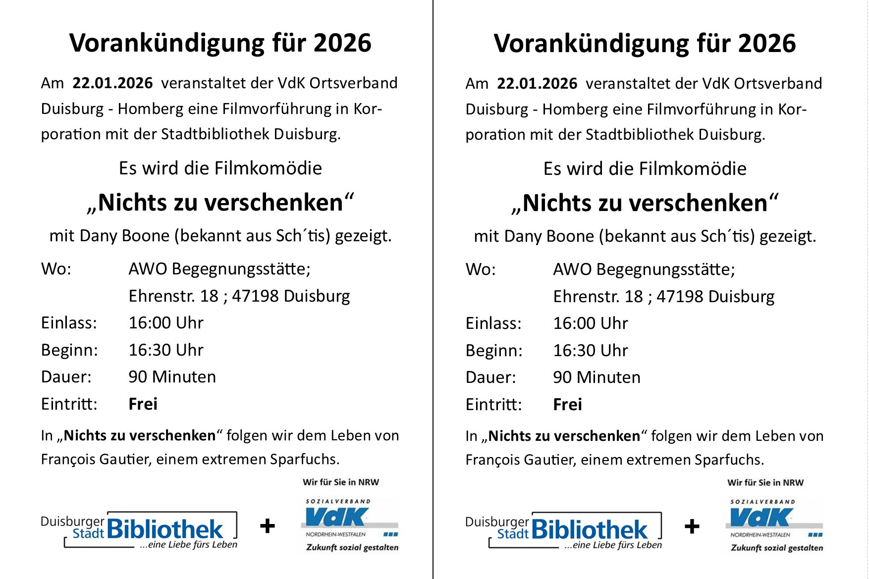 Vorankündigungflyer