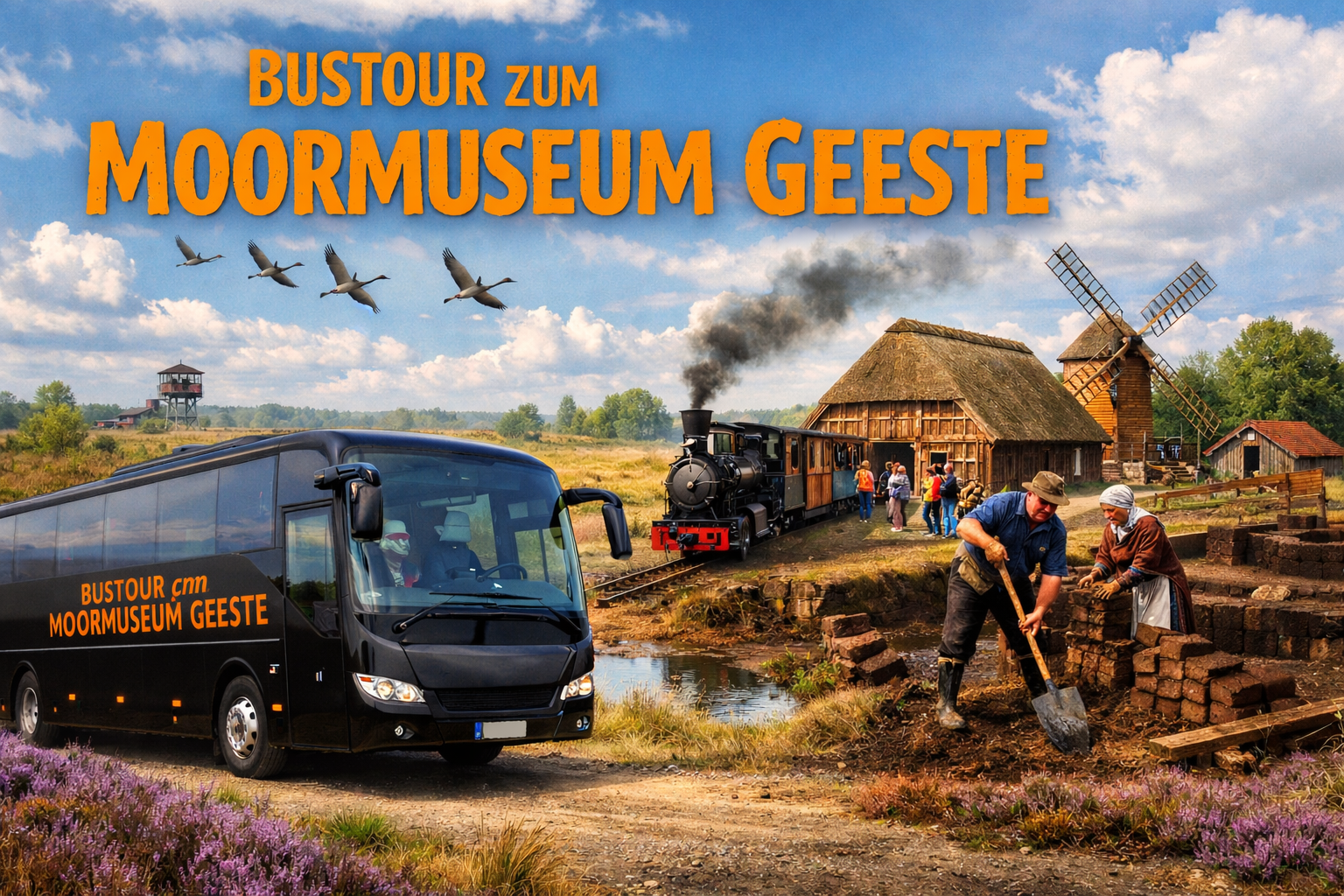 Aufmacherbild mit Bus und Moor im Hintergrund