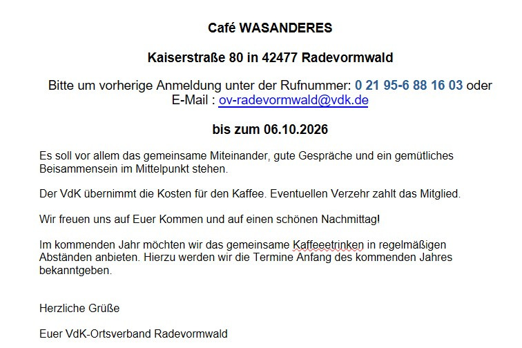 Einladung Cafe