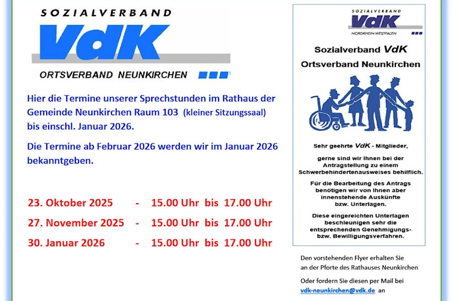 Hinweis auf unsere Sprechstunden