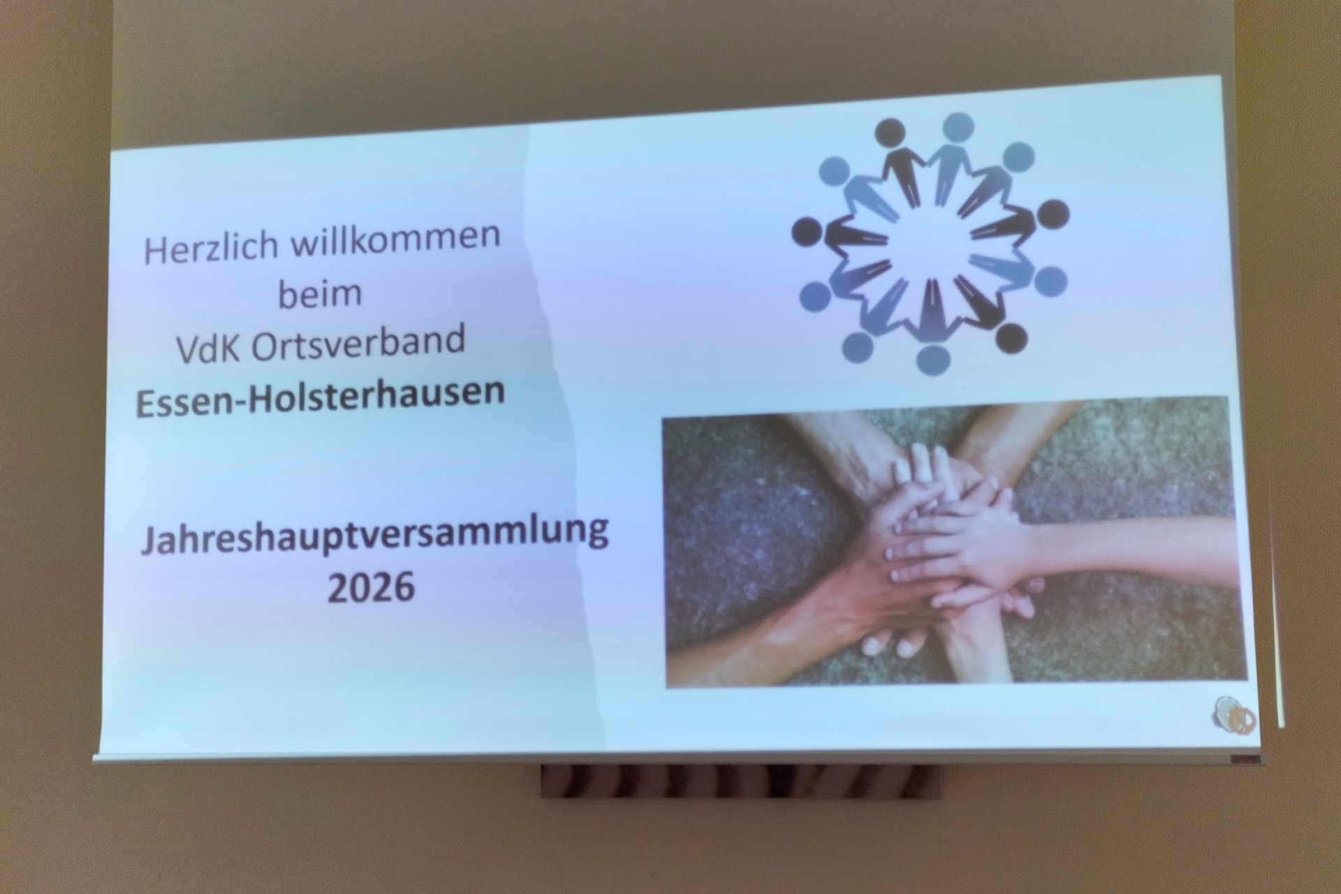 Jahreshauptversammlung 2026 Anfangsbild einer Präsentation mit Begrüßung.
