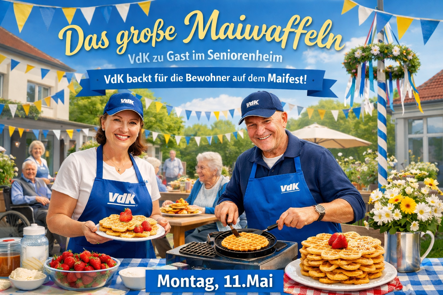 Personen zeigen frisch gebackene Waffeln