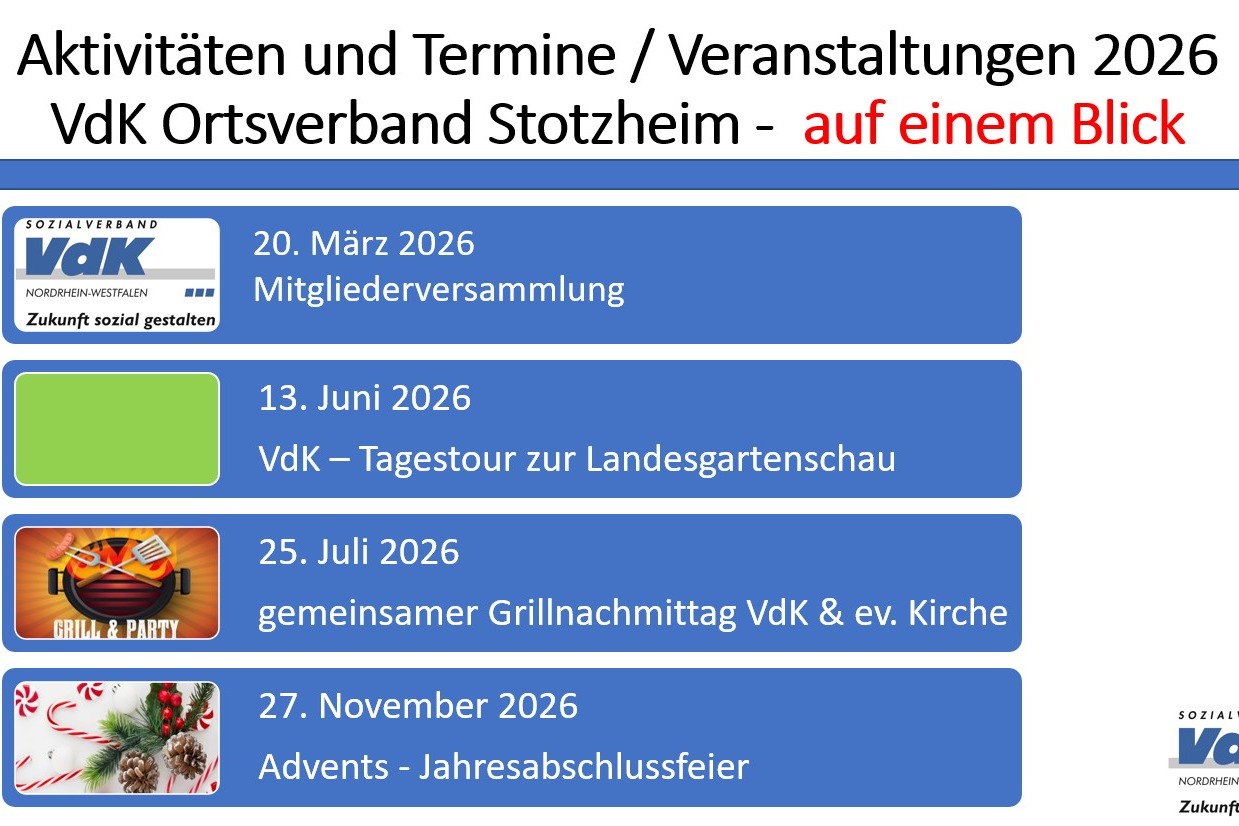 &Uuml;bersicht der Veranstaltungen