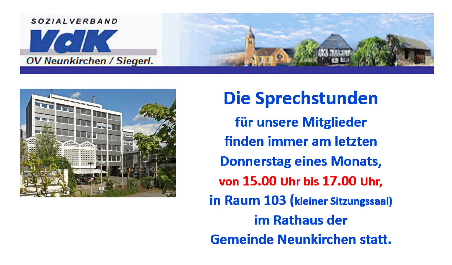 Sprechstunden für unsere Mitglieder