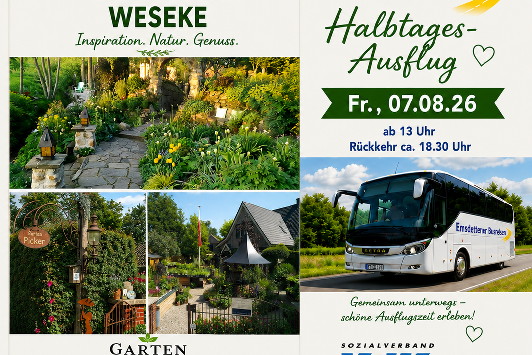 Einladung f&uuml;r Fr., 07.08.26 - Halbtagesausflug zum Garten Picker in Weseke