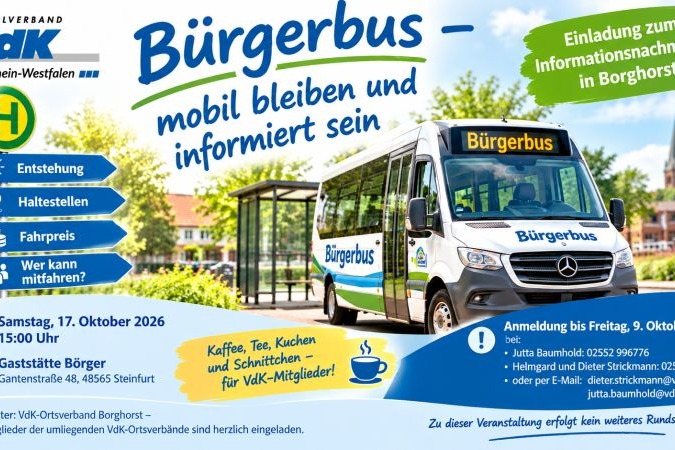 Sa., 17. Okt. 2026 - VdK-Informationsnachmittag: Unterwegs mit dem B&uuml;rgerbus