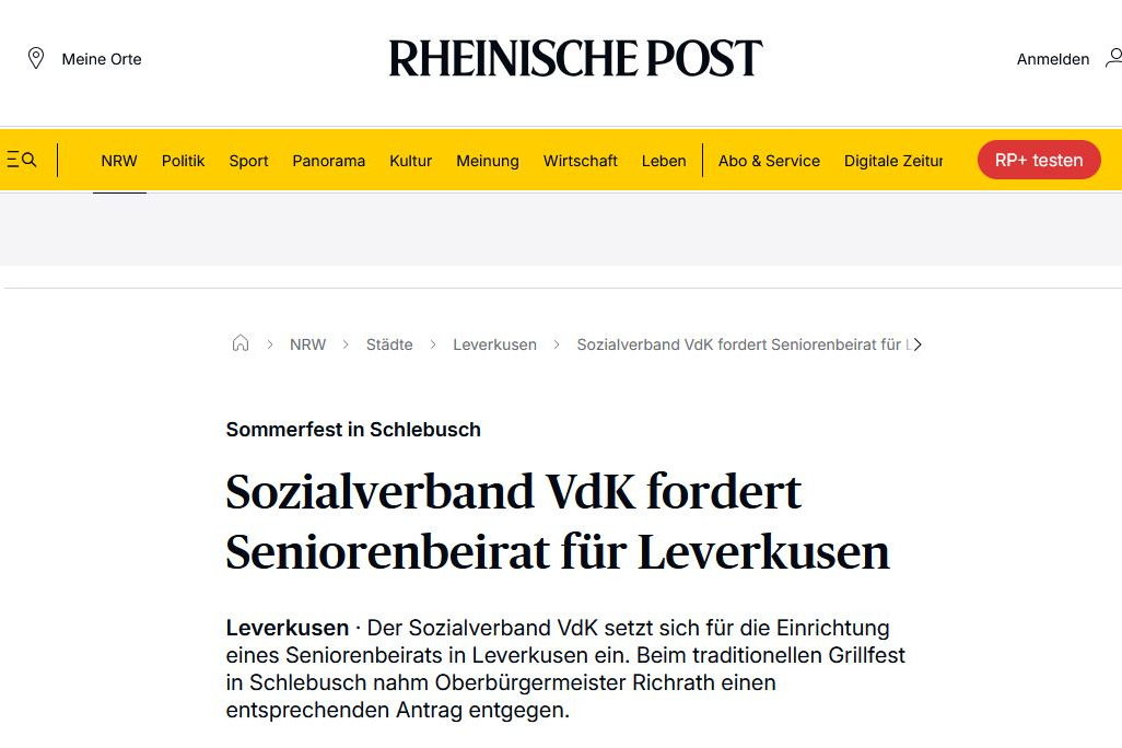 Headline Sozialverband VdK fordert Seniorenbeirat für Leverkusen