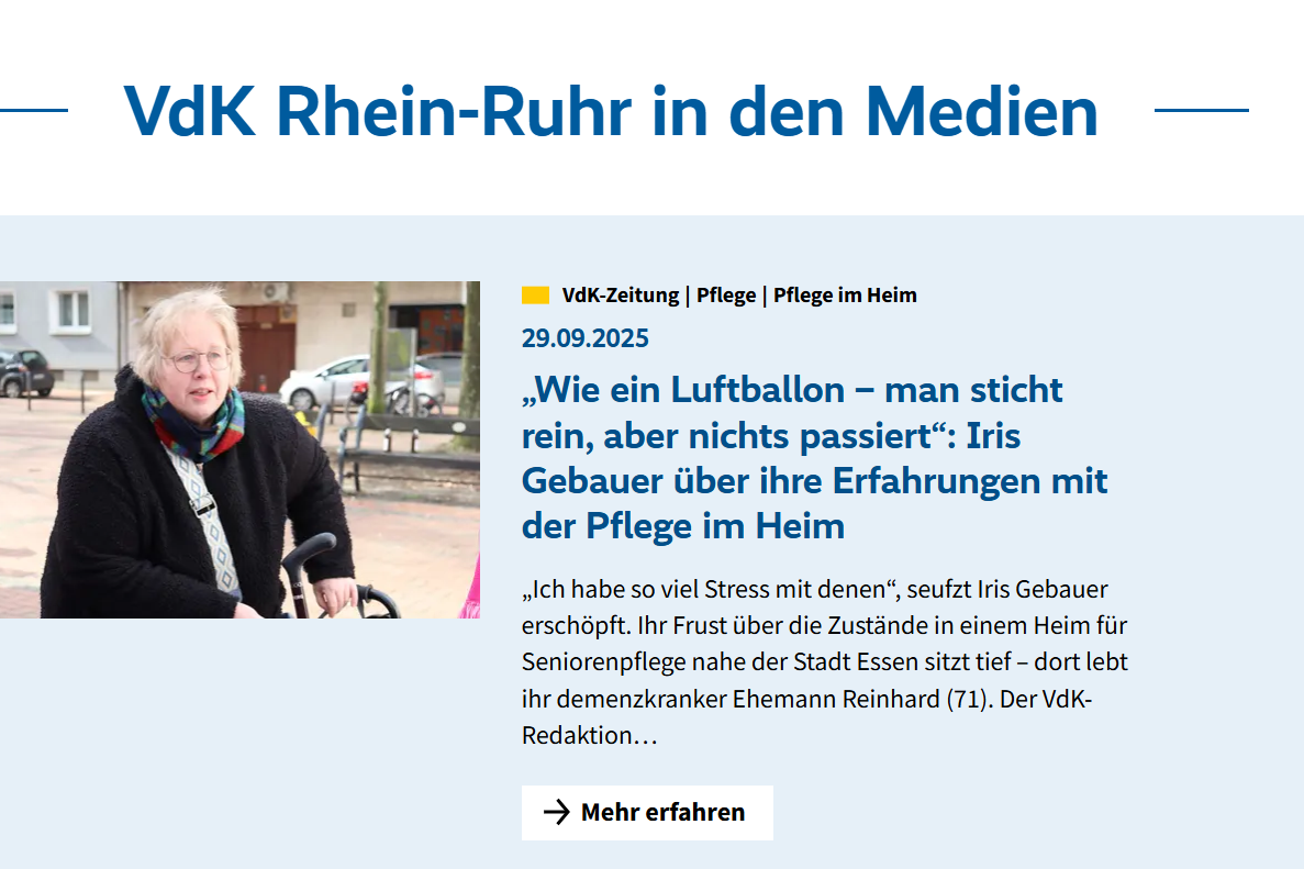 VdK Rhein-Ruhr in den Medien VdK Rhein-Ruhr in den Medien