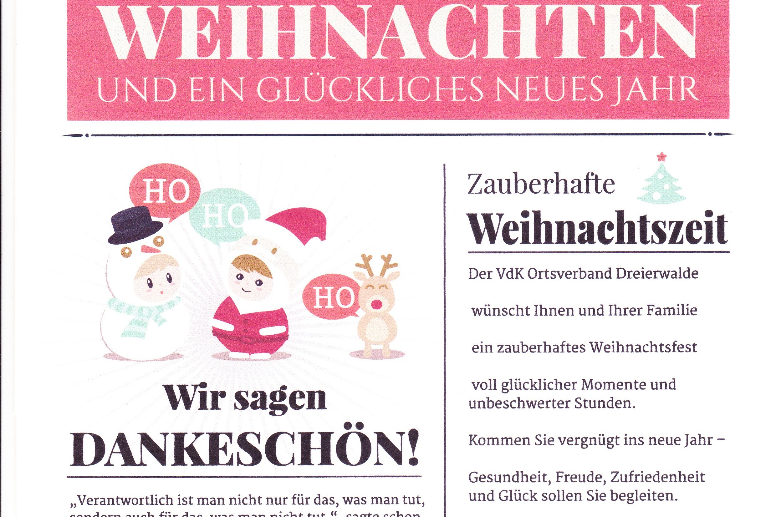 Textbausteine mit weihnachtlichen W&uuml;nschen und Danksagung