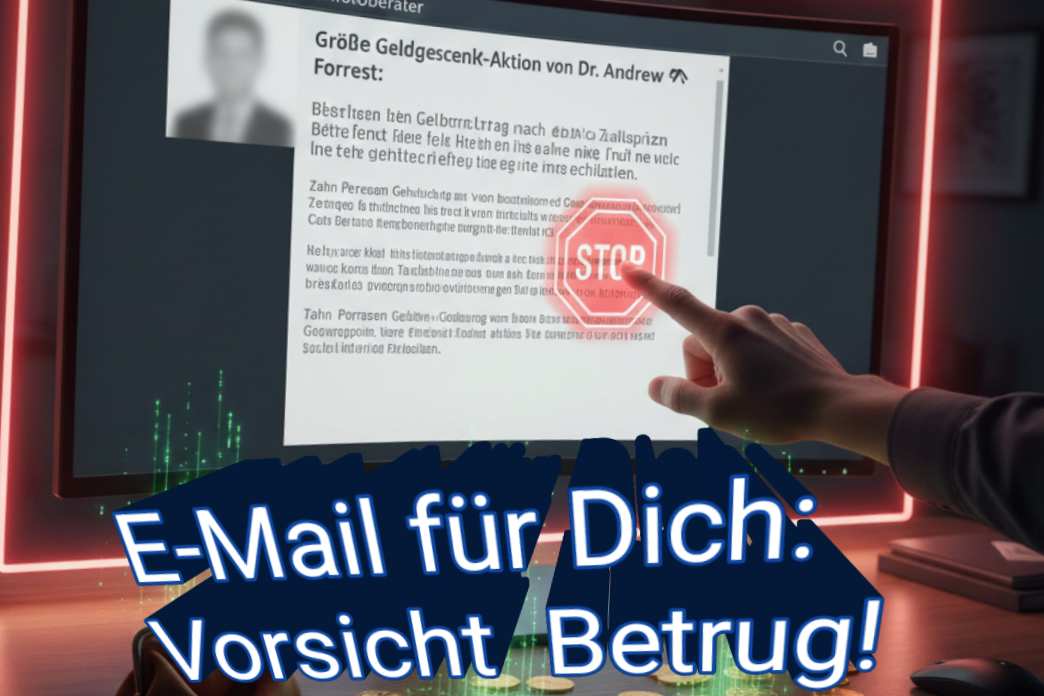 Ein PC mit einer ge&ouml;ffneten E-Mail